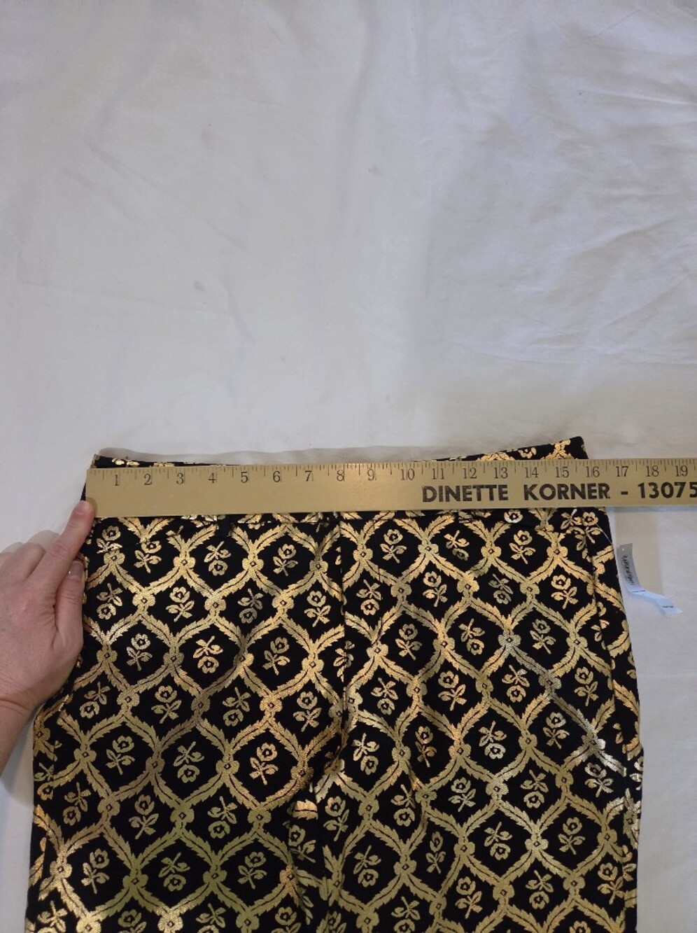 Old Navy Pixie Mid-Rise Gold Black Brocade Ankle Pants 10 - Picture 10 of 12